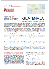 Image of briefing paper on the situation of human rights defenders in Guatemala